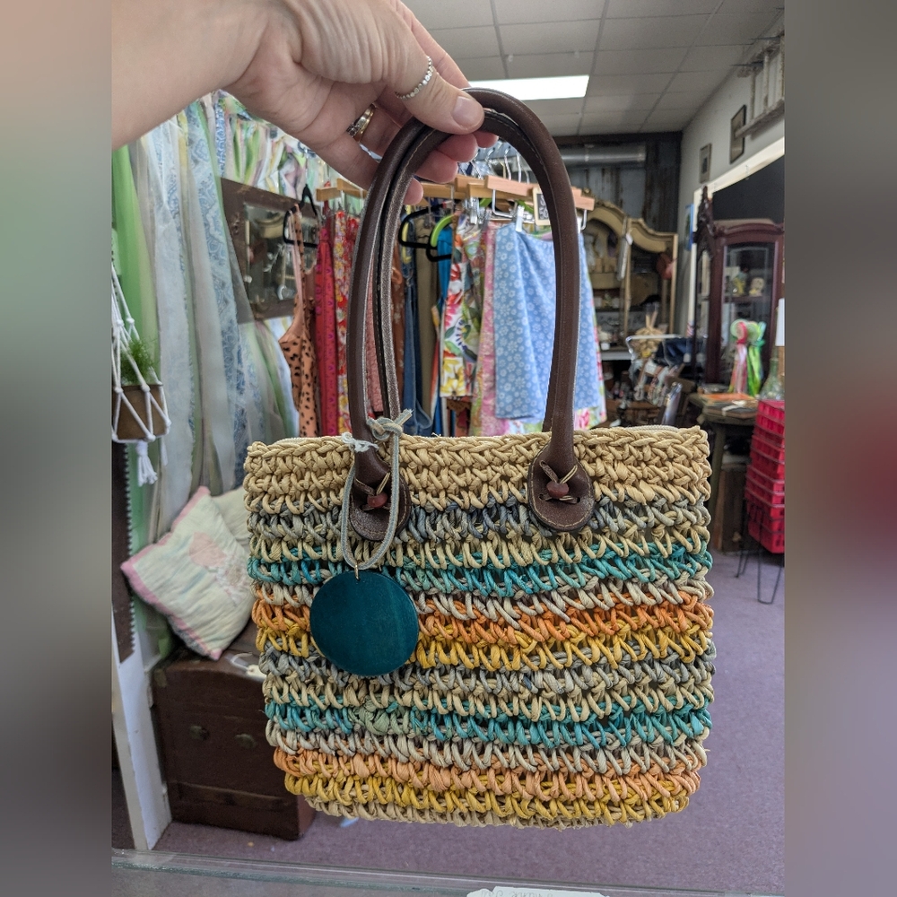 NWOT Capelli Straworld Inv. Multicolor Straw Woven Tote Bag